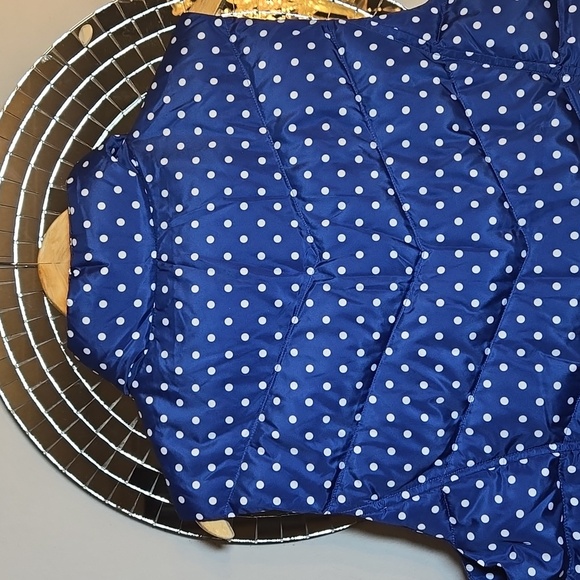Lands End Down Filled Polka Dot Puffer Pocket Hyper Dry Water Resistant Vest NWT - Picture 7 of 16
